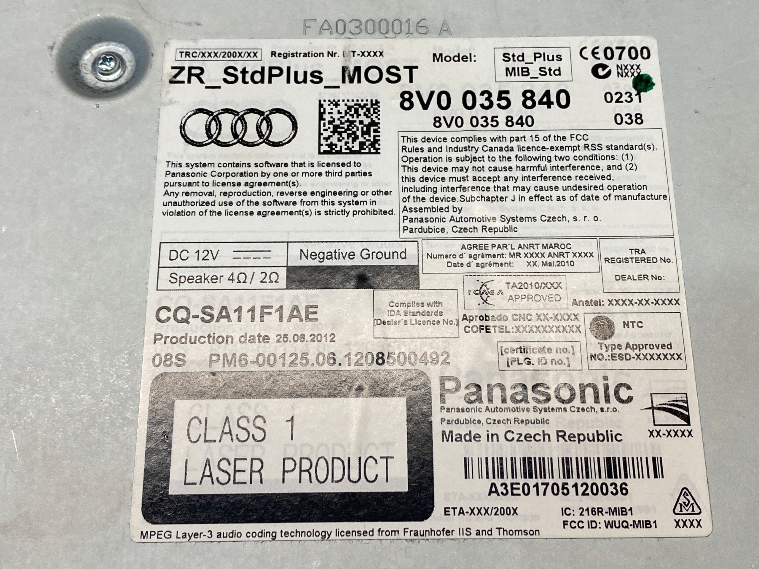 AUDI A3 8V MULTIMEDIA player SD 8V0035840