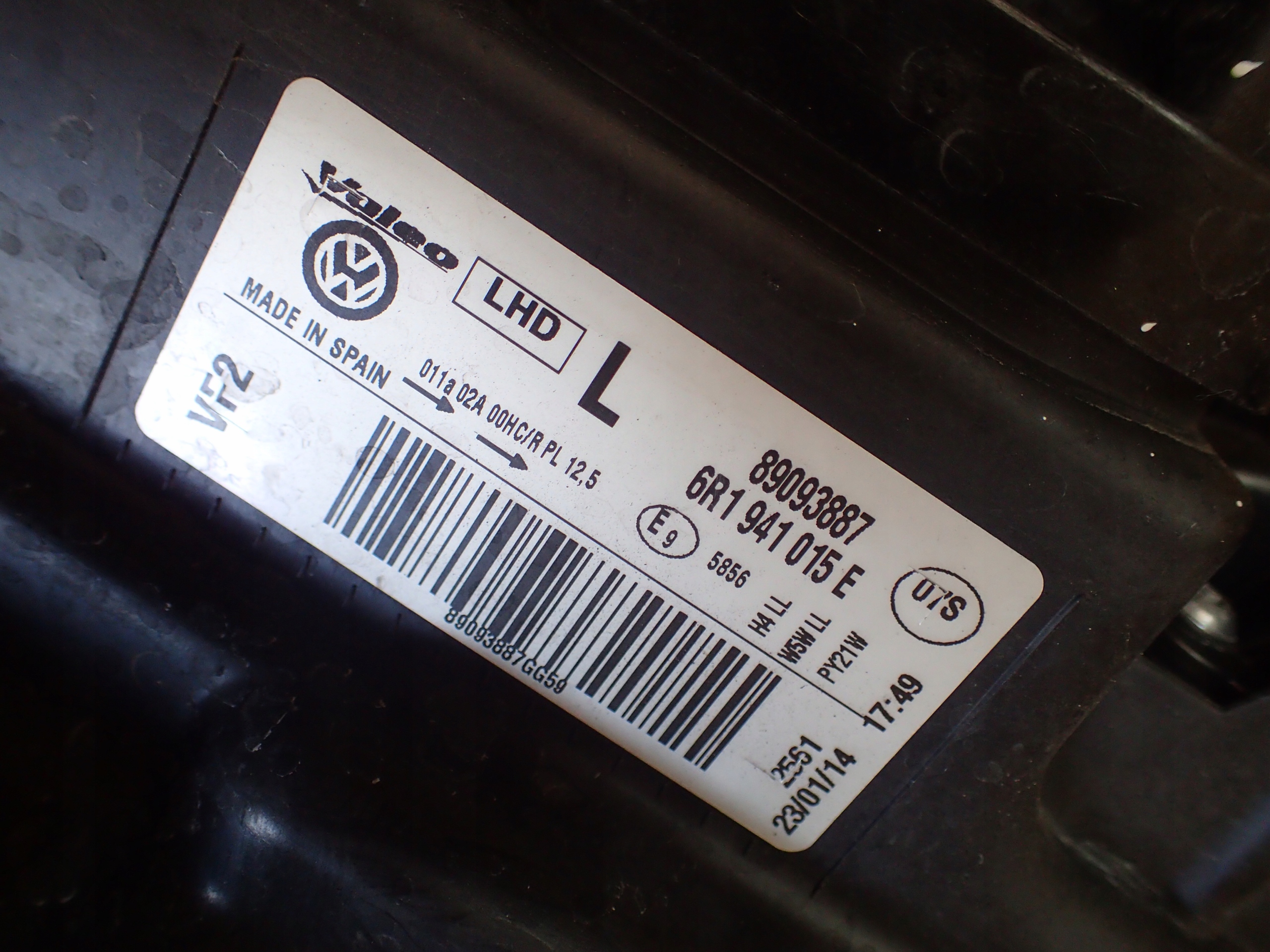 light front left VW POLO 08- 6R1941015E