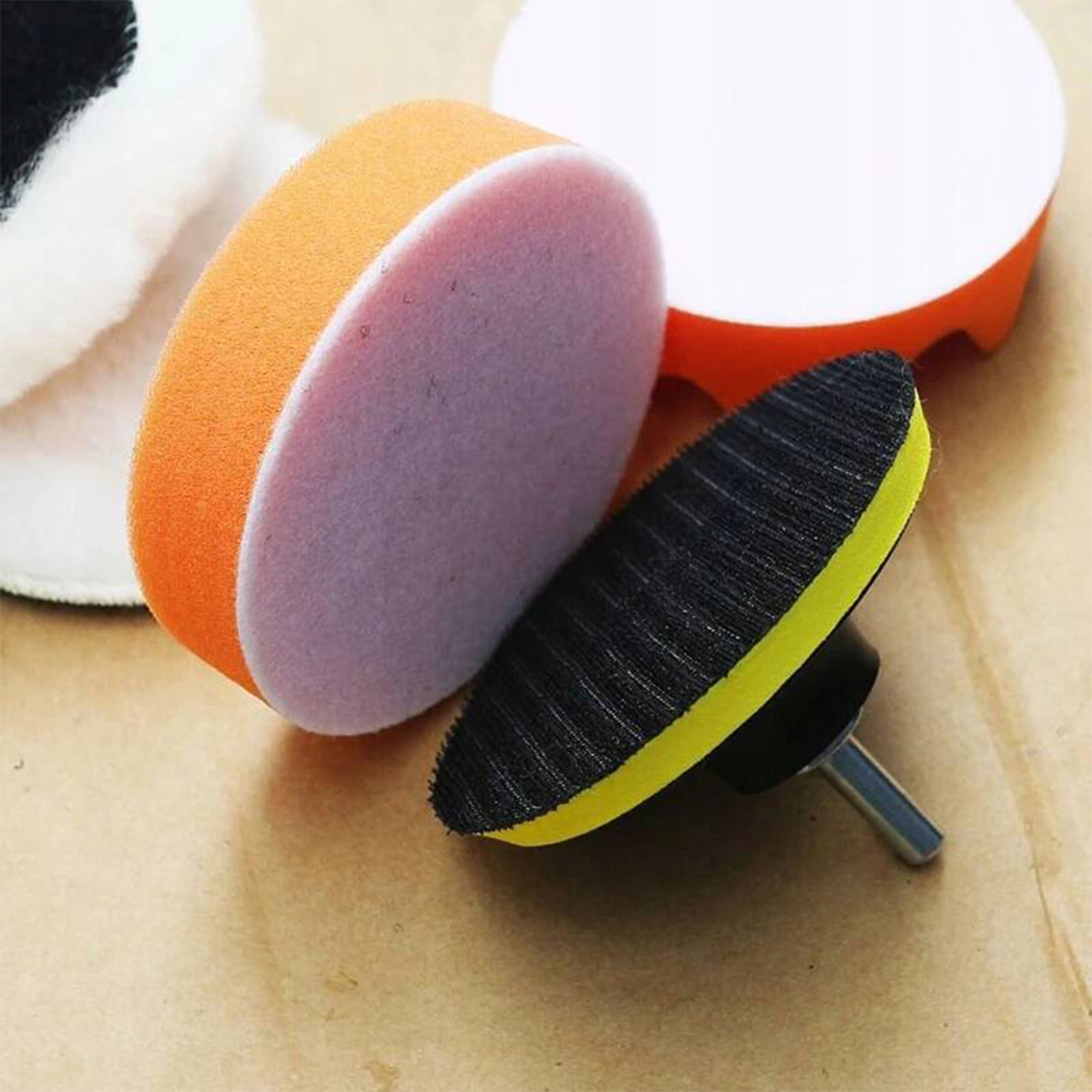 3 SZT. GĄBEK POLERSKICH NA WIERTARKE PADY 80MM + DYSK+ M14 Stan opakowania oryginalne