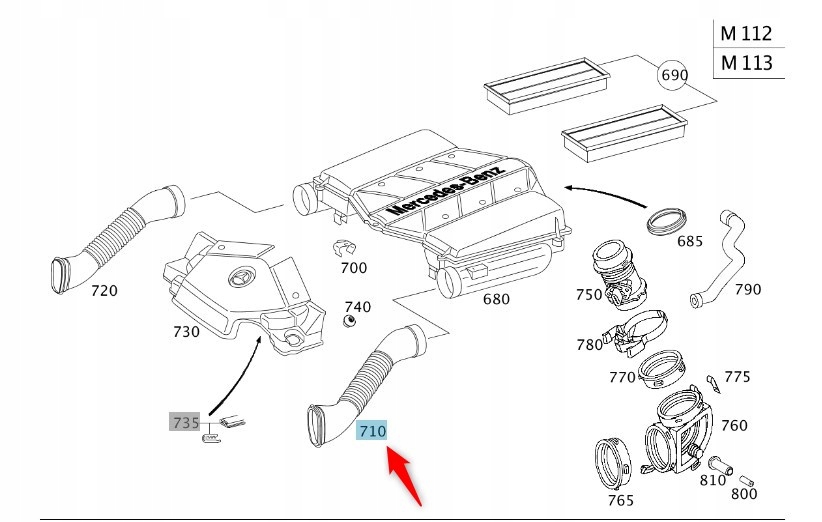 Trubka Přívodu Mercedes E Třída W211 A1120943582