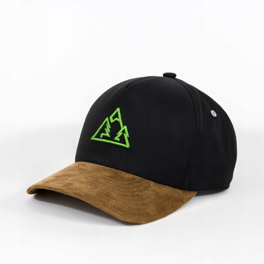 Czapka z daszkiem z haftem zamszowy daszek czarna