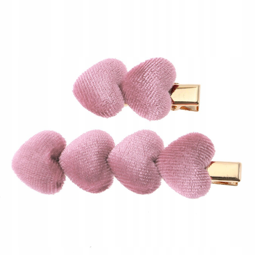 

Zestaw spinek do włosów serce welur miłość róż