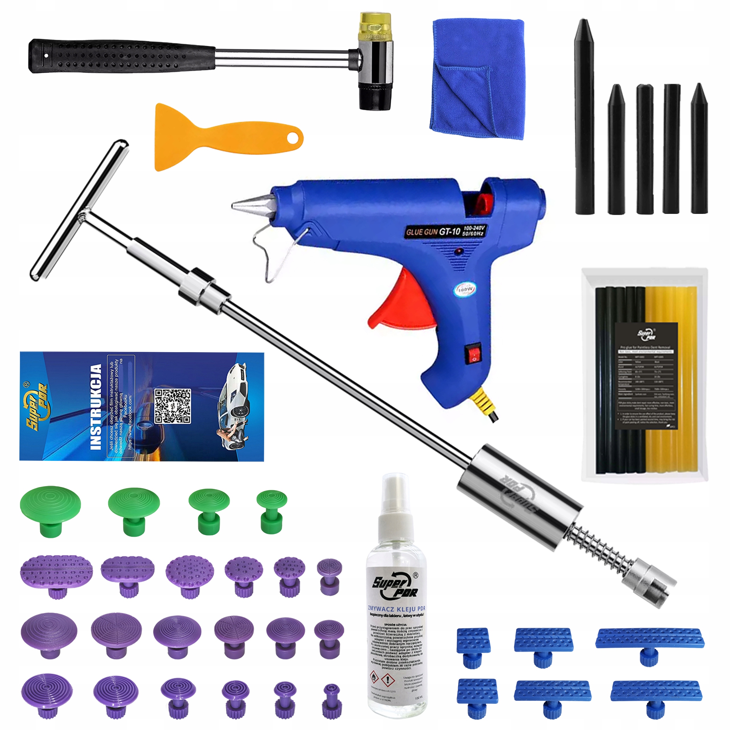 Pdr sada nástrojů pro odstraňování promáčklin pro vytahování promáčklin 63 ks velká xxl