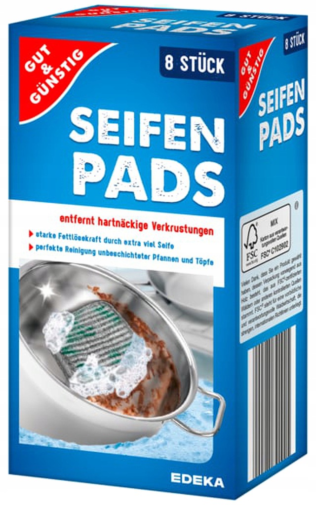

Edeka Seifenpads gąbki czyściki stalowe garnków 8x