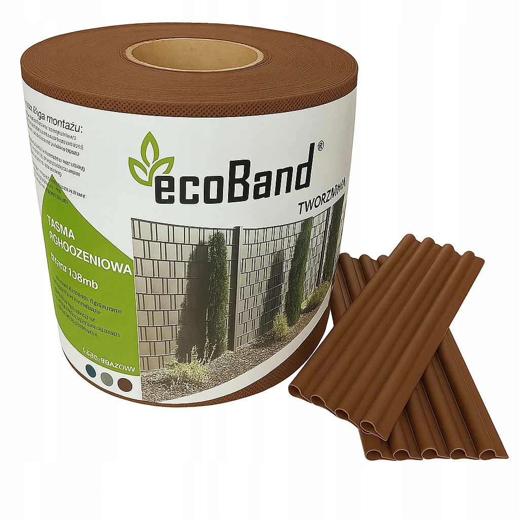 Taśma ogrodzeniowa Brązowa 19,3cm x 98m klipsy- osłony do paneli Ecoband