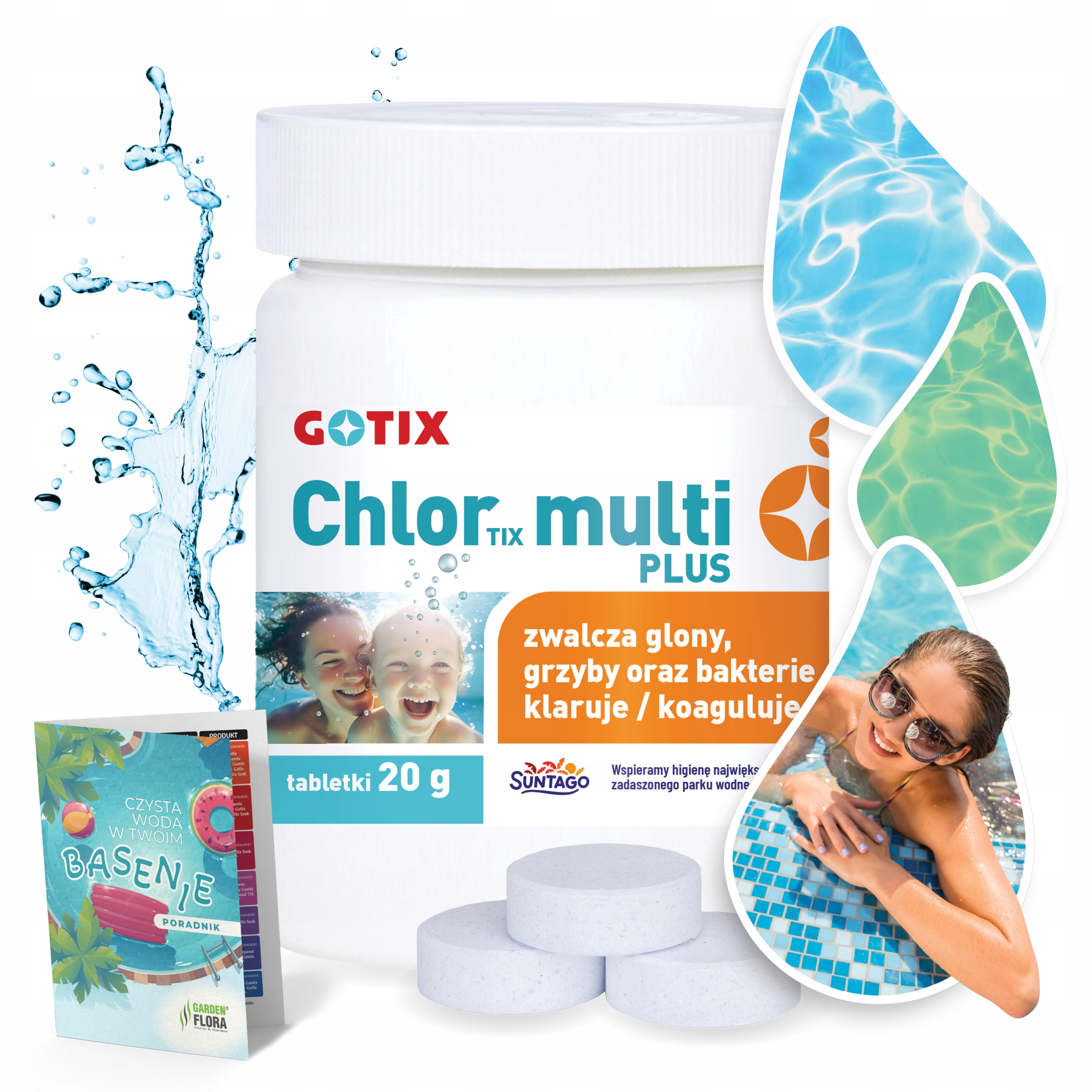 CHLOR do BASENU tabletki chlortix multi plus ZWALCZA GLONY BAKTERIE 400g