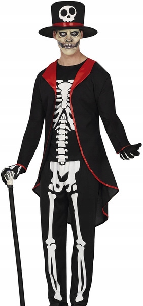 Kostým Elegantní Pán Skeleton Skelet Kostým Převlek Halloween M