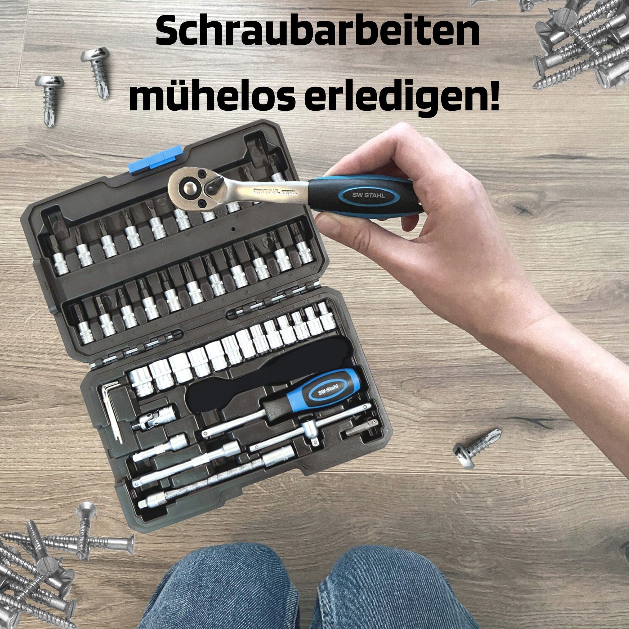SW-STAHL Zestaw Kluczy Nasadowych 1/4 Cala 48 Elementów Warsztatowy — miniatura 2