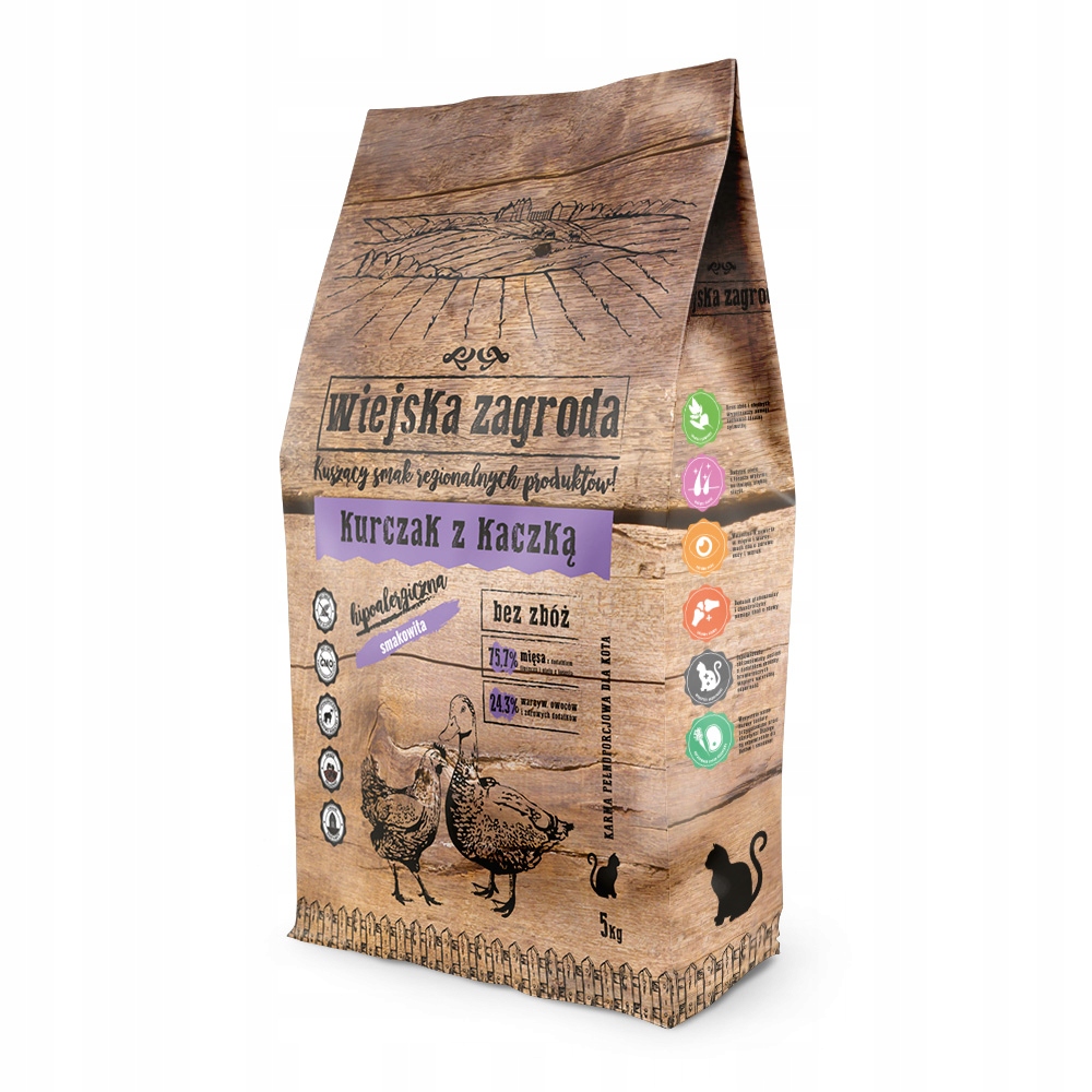 Levně Krmivo Pro Kočky Wiejska Zagroda kuře s kachnou 5 kg