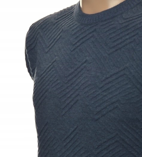 Teplý pánský svetr na zimu z vlněné vlny L modrý indigo