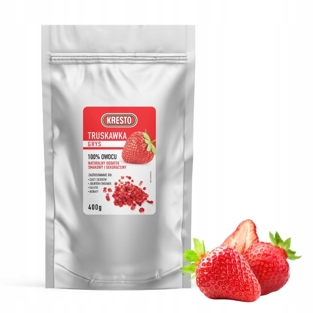 Owoce liofilizowane Truskawka grys 100% owocu Kresto 400g