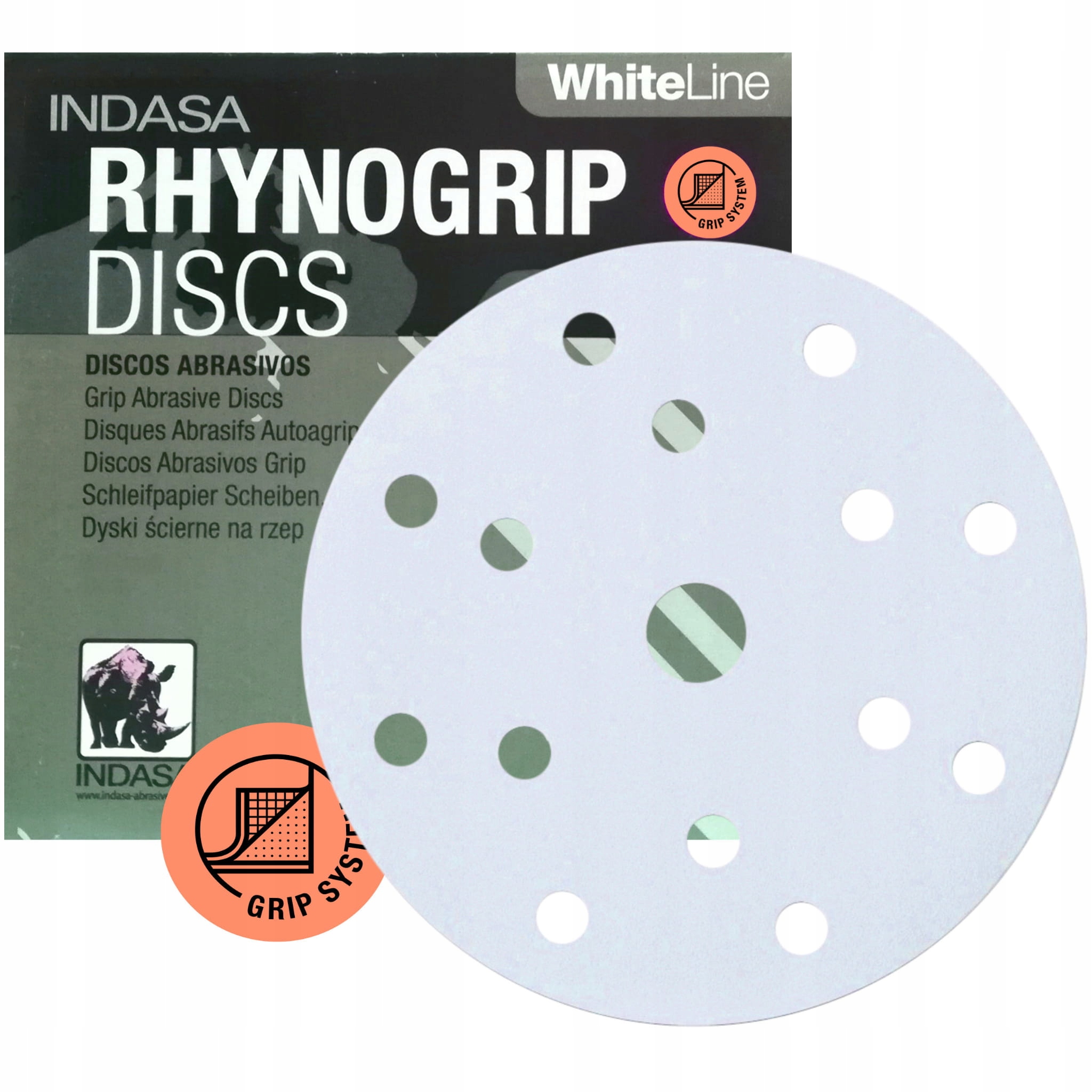 Krążki Ścierne Rzep Rhynogrip Indasa White Line 150 mm 15H P180 50SZT
