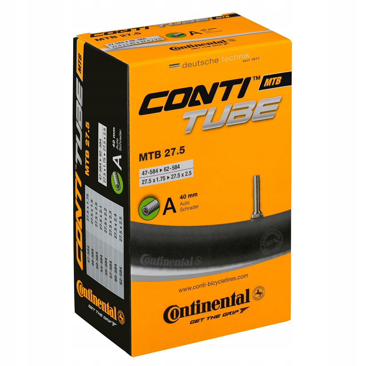 

Dętka Mtb Continental 27,5 x 1,75-2,5" Auto