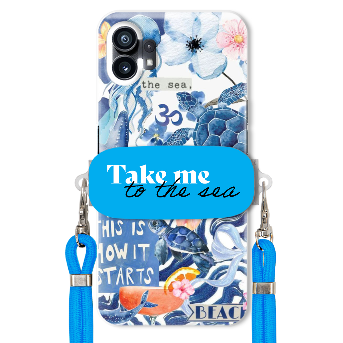 Puzdro pre Nothing Phone 1 Premium Vodítko Modrá Držiak Take Me To The Sea