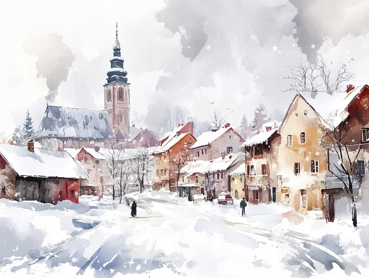Obraz Na Plátně Canvas Polska Město Kamínky Ulice Kostel Zima 100x75