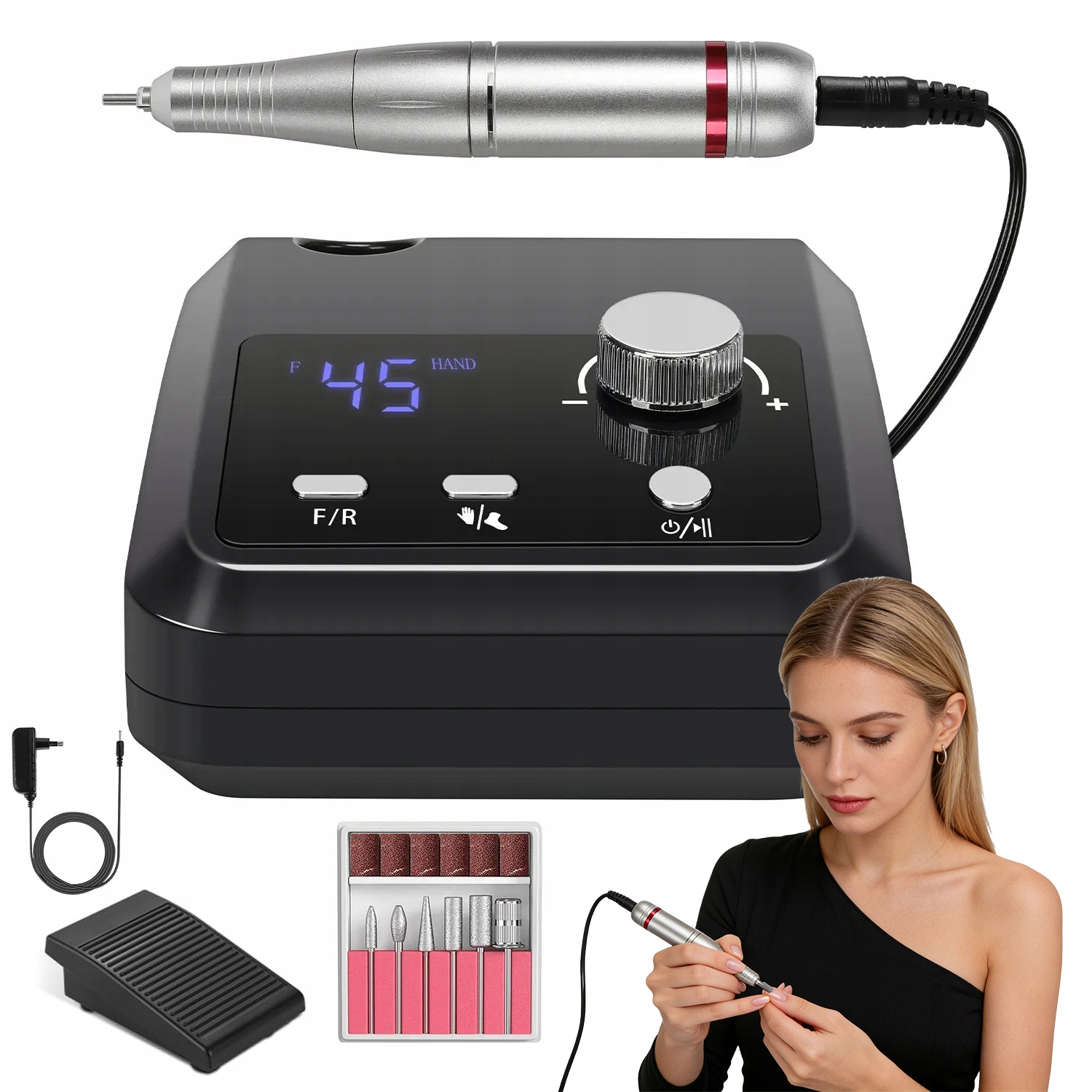 Elektrická Bruska Na Nehty, Nastavitelná Rychlost, Nízká Hladina Hluku