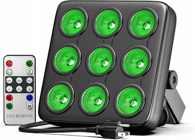 RGBW PAR Lampa Sceniczna LED Imprezowa 9 Diod DMX Pilot Dzwiek Wesele Scena