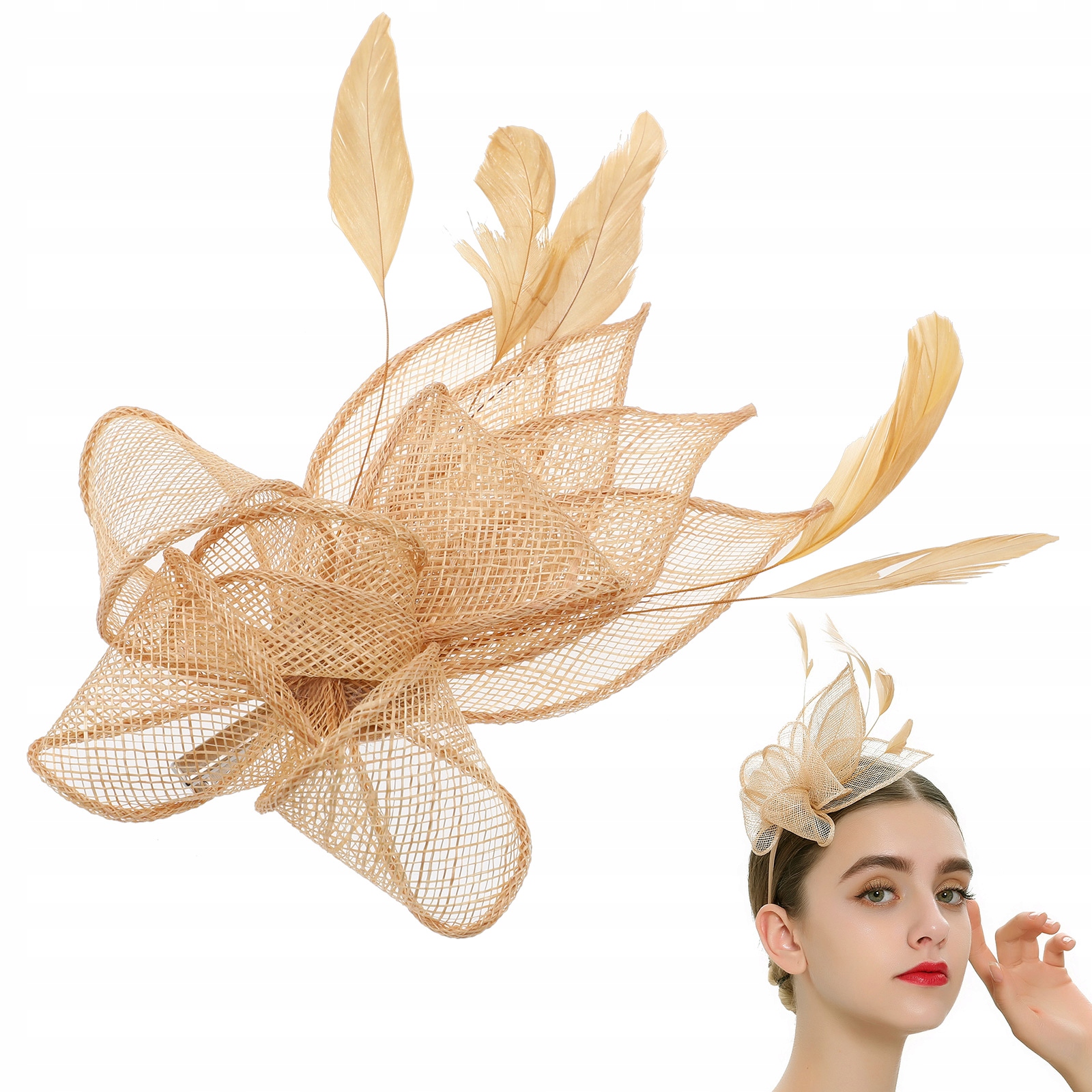 KOKTAJLOWA CZAPKA DAMSKA FASCYNATOR DO WŁOSÓW