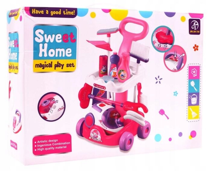 Zestaw sprzątający dla dzieci AGD Odkurzacz Wózek Materiał plastik