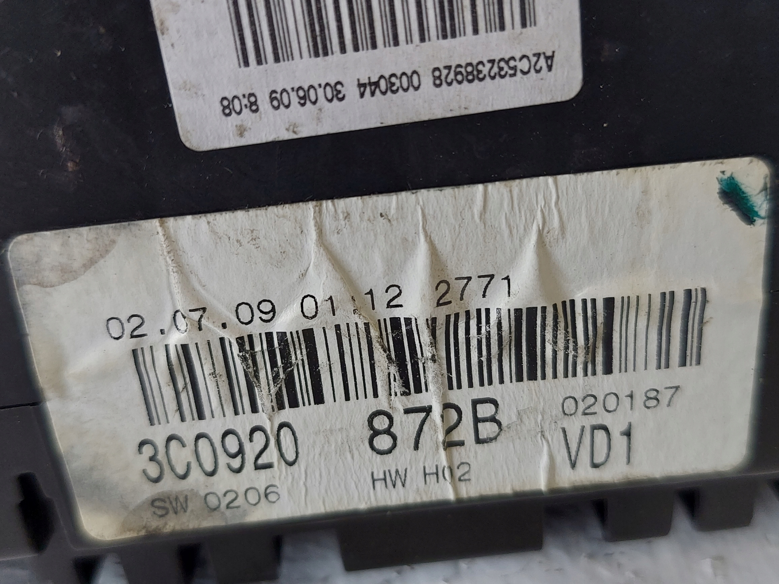 dials clock PASSAT B6 2.0 TDI 3C0920872B