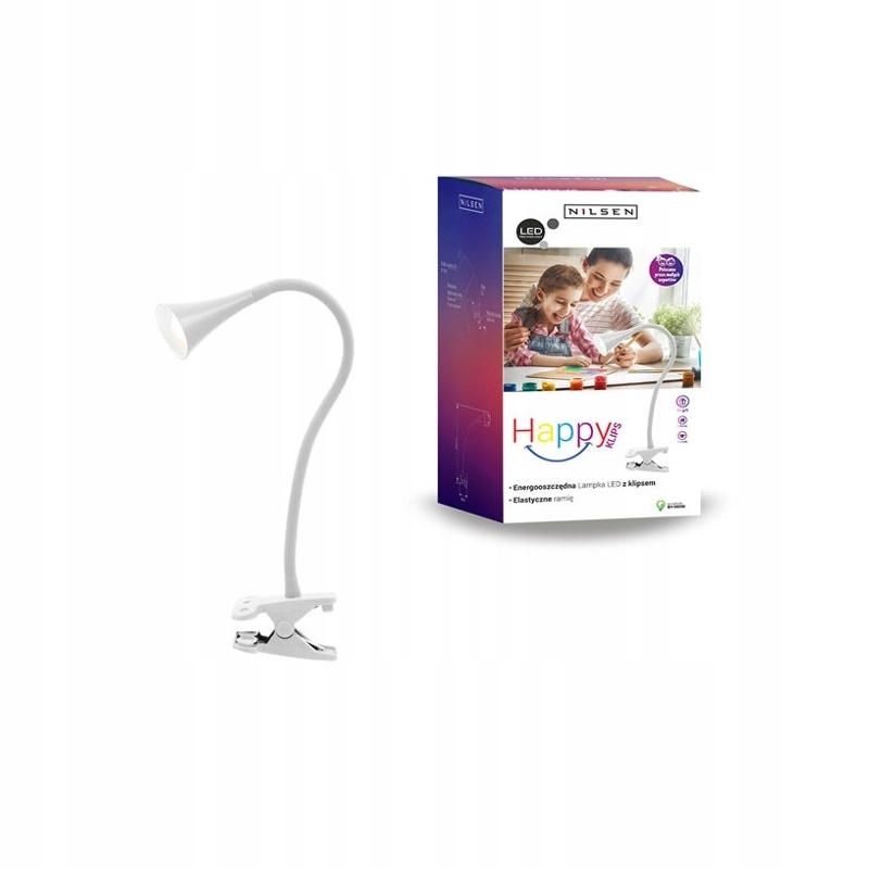 Nilsen Lampka Biurkowa Z Klipsem Led 2,5W Biała