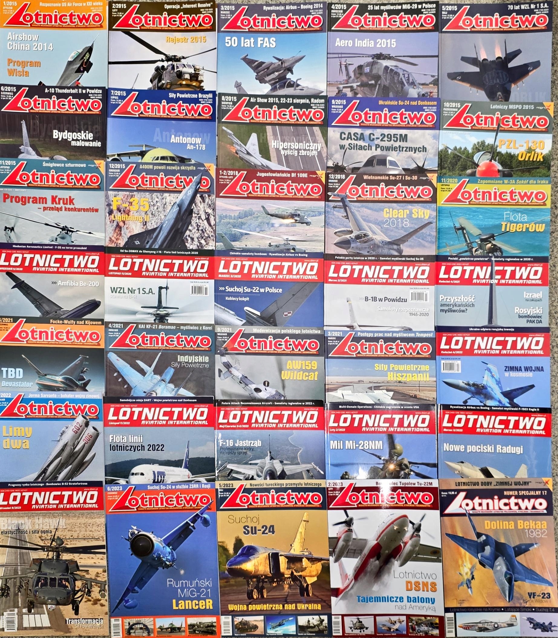 MAGAZYN LOTNICTWO MIX NUMERÓW 35 SZTUK ROCZNIKI 2015-2023