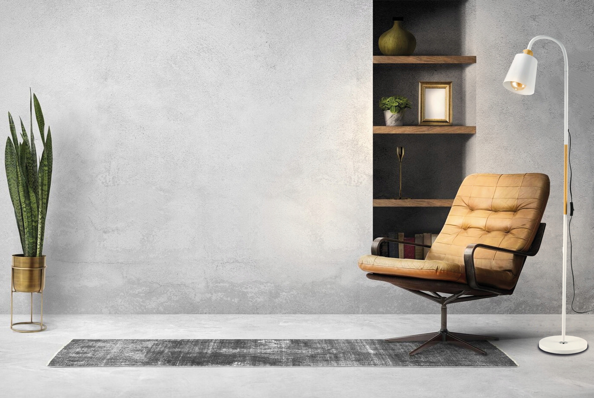 Lampka Lampa Stojaca Podłogowa LED 1xE27 150cm LOFT Biała Z Włącznikiem Kod producenta 5905155310149