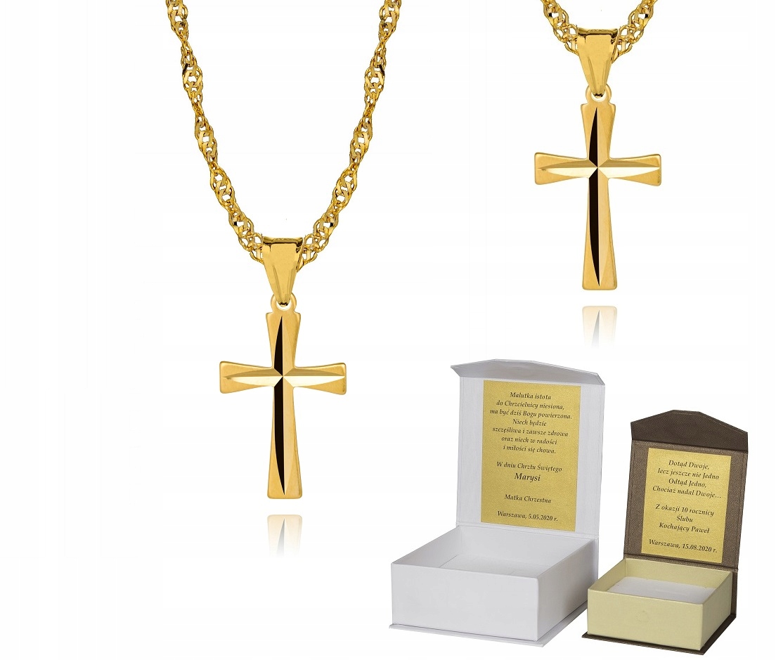 Zlatý řetízek stříbro pozlacený křížek 55 cm Dedikace S3K17