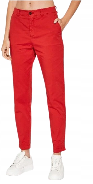 Boss Červené Chinos Kalhoty S Vysokým Pasem A Záševky 40 J5C