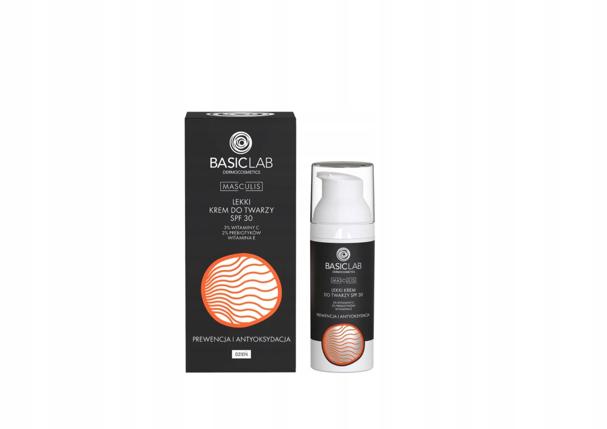 BasicLab, lekki krem do twarzy dla mężczyzn SPF30, 50 ml