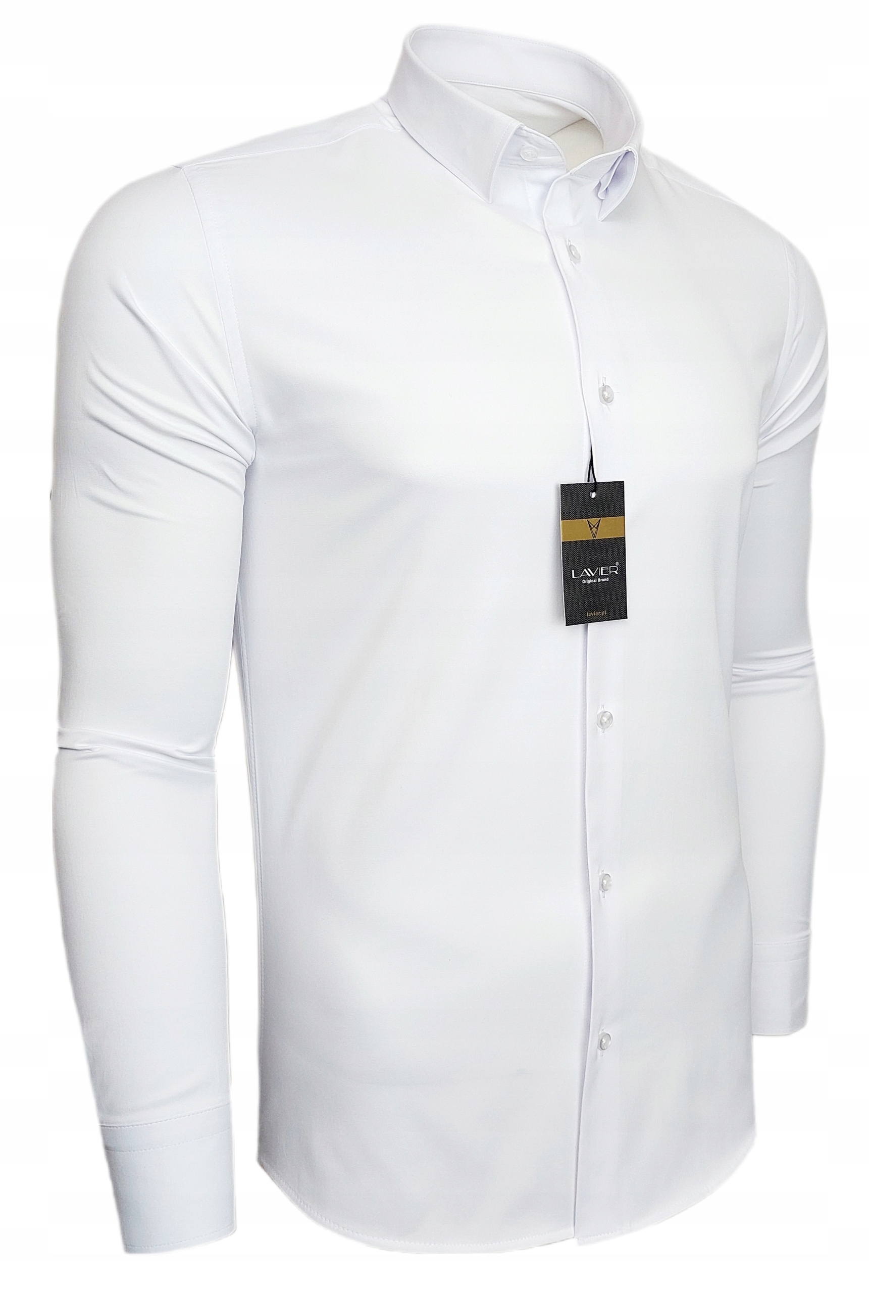 Koszula męska Biała dopasowana Lavier - SLIM FIT Bawełna Rozmiar XL Rozmiar XL