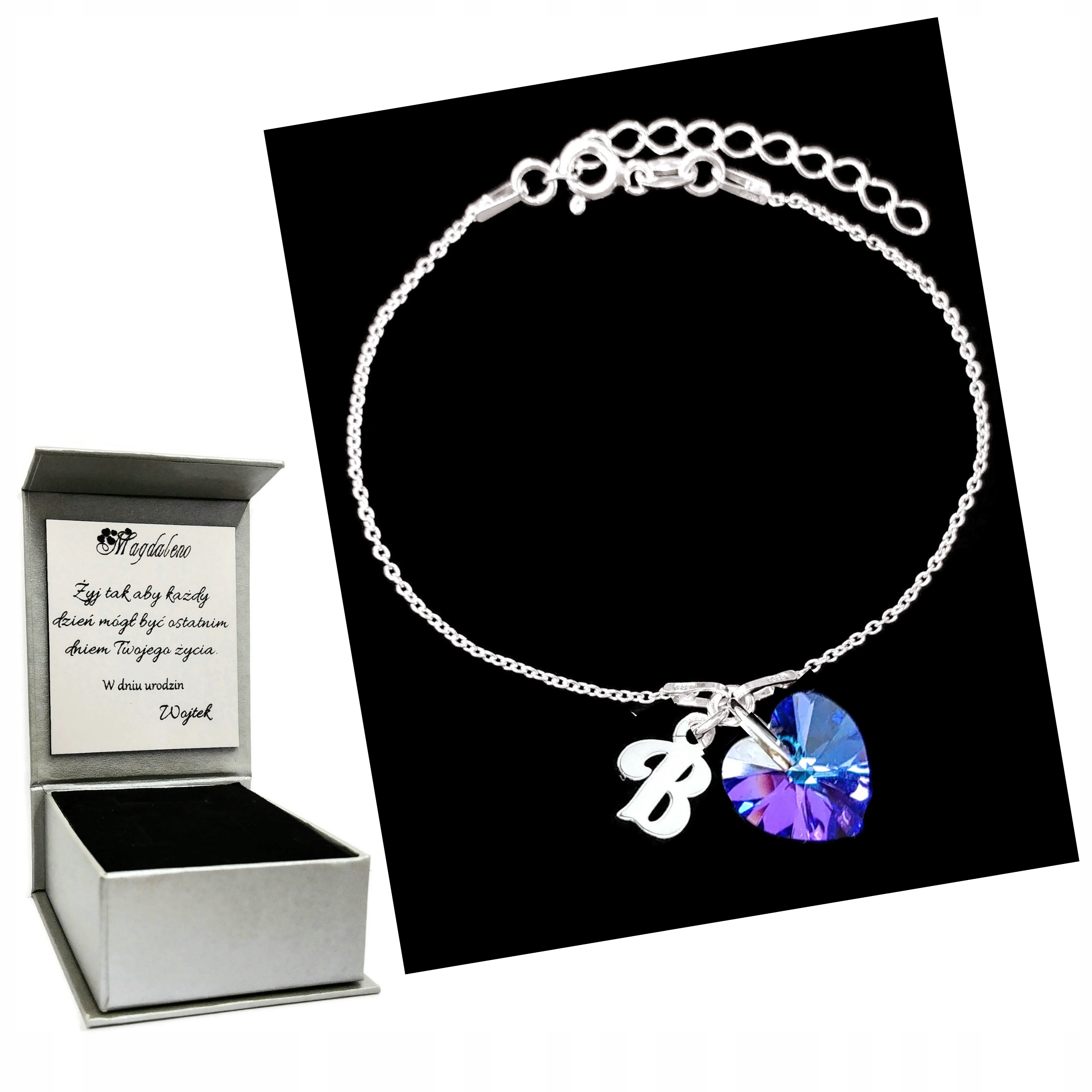 

Bransoletka Litera B Serce Oceanu Swarovski Grawer