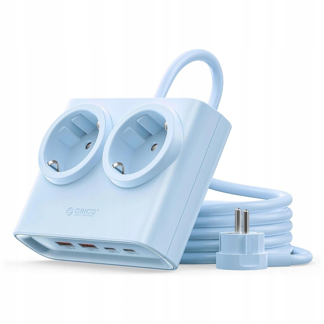 Listwa zasilająca Orico PDC25 25W 6w1 2x Ac 2x Usb-a 2x Usb-c niebies