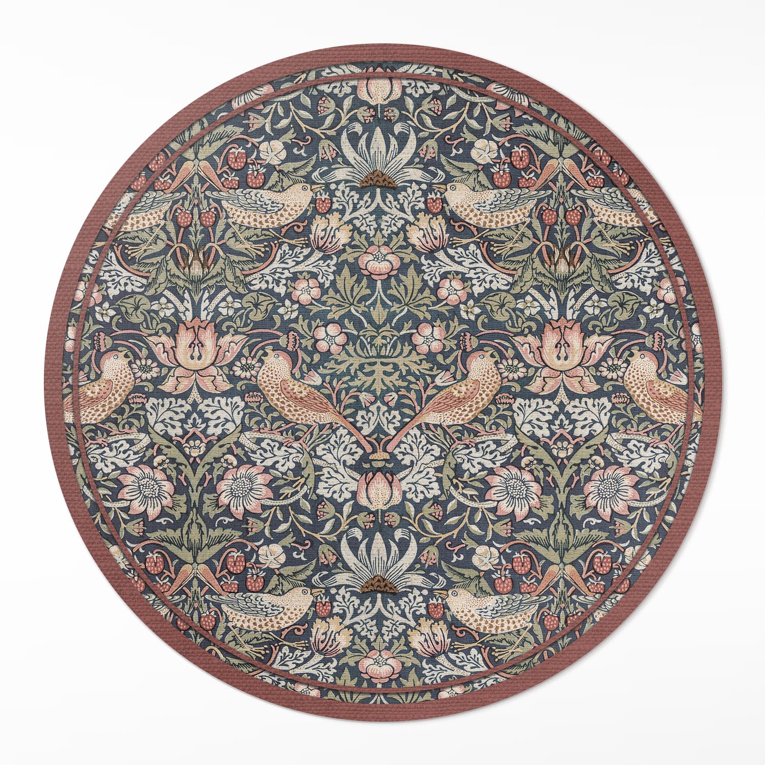 Okrúhly Loftový vinylový koberec Zlodej jahôd William Morris ⌀ 100 cm