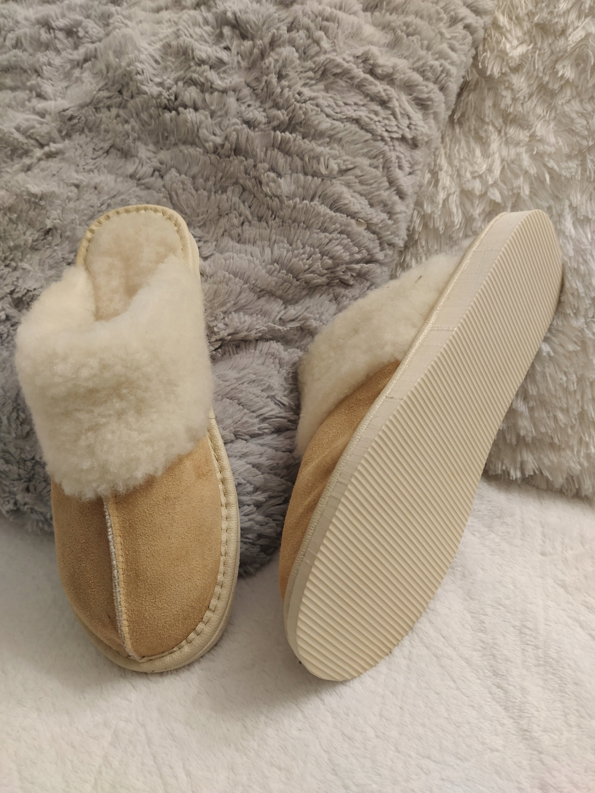 CIEPŁE BAMBOSZE DAMSKIE KAPCIE KLAPKI CIAPY WEŁNA Rozmiar 41