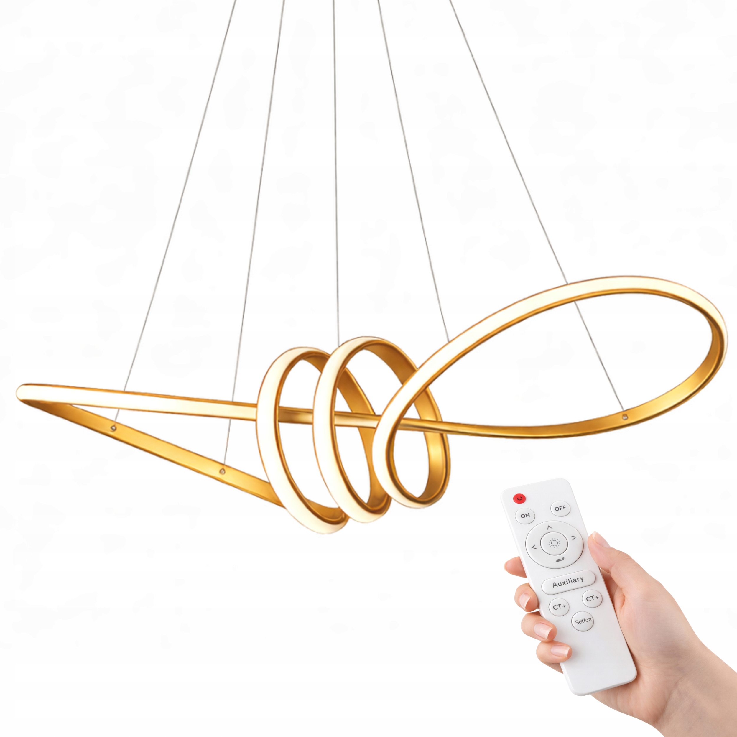 Závěsné Stropní Svítidlo 70 CM Moderní Led Lustr Zlatý Dálkový Ovladač Do Obývacího Pokoje