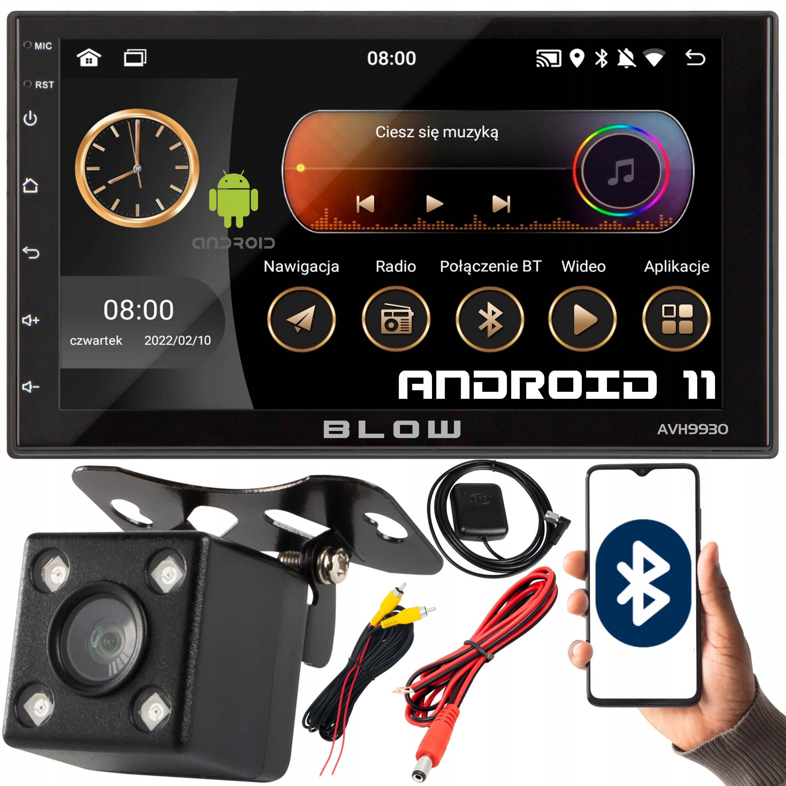 Автомобільний радіоприймач Bluetooth Android камера заднього виду