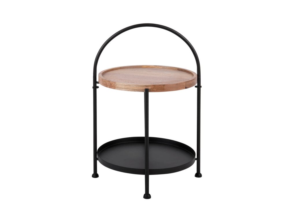 Malý kávový kulatý stolek Tray z deskou z mangového dřeva, Ø 39 x 55 cm