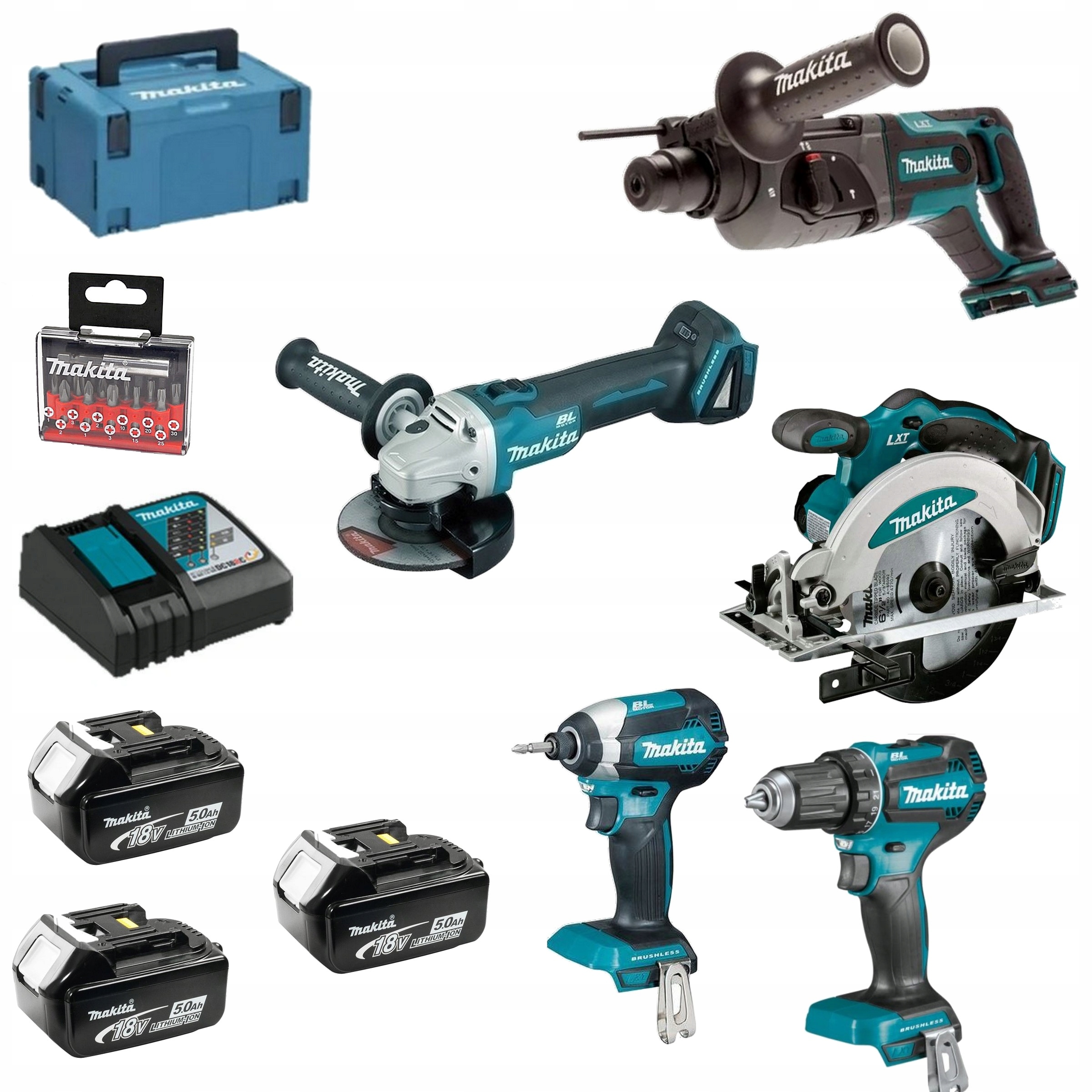 Makita Zestaw Combo 5SZT Narzędzi 18V 3X5Ah Bezszc