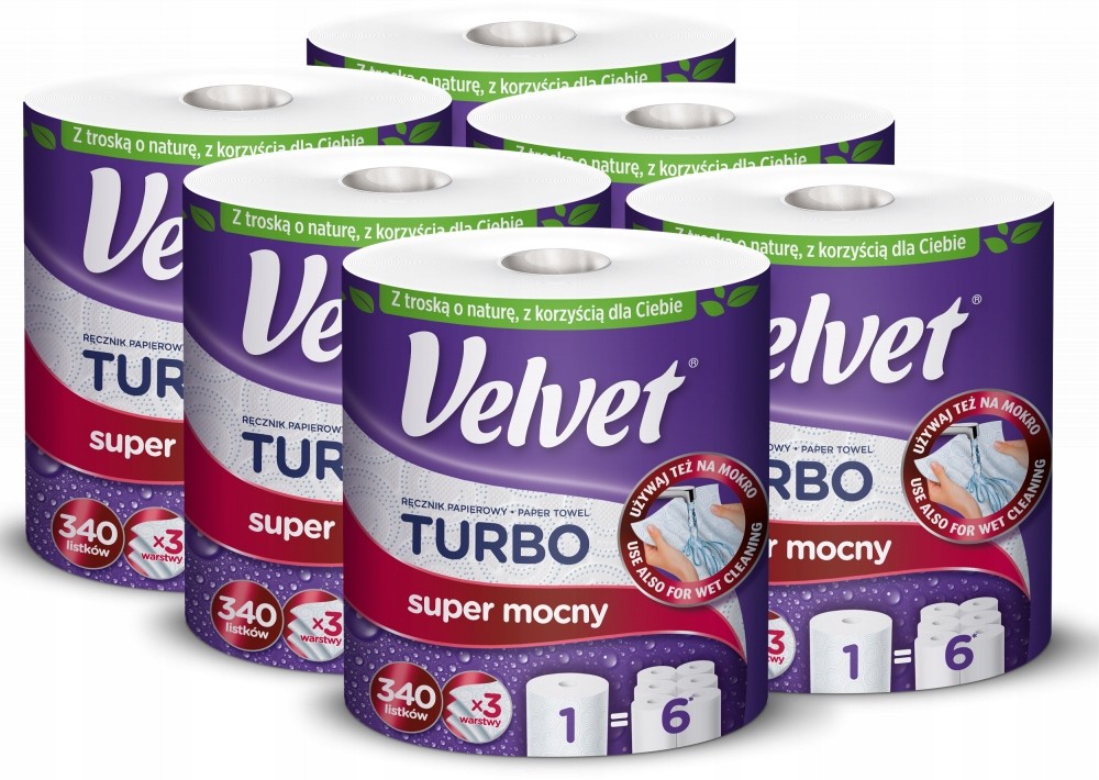 Ręcznik Papierowy Velvet Turbo Mocny Wytrzymały 6 Sztuk
