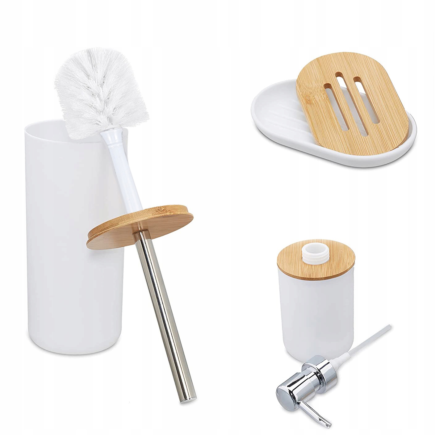 Sada Koupelnových Doplňků Timor Bílá Sada Mýdlenka A Dávkovač