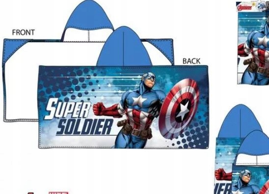 

Ręcznik z kapturem Avengers plażowy ponczo 60x120c