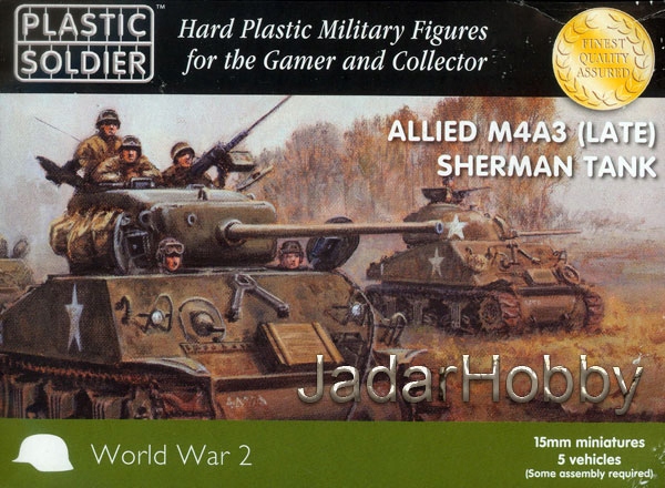 Plastový voják 15mm WW2V15014 WW2 Allied M4A3 (pozdní) tank Sherman