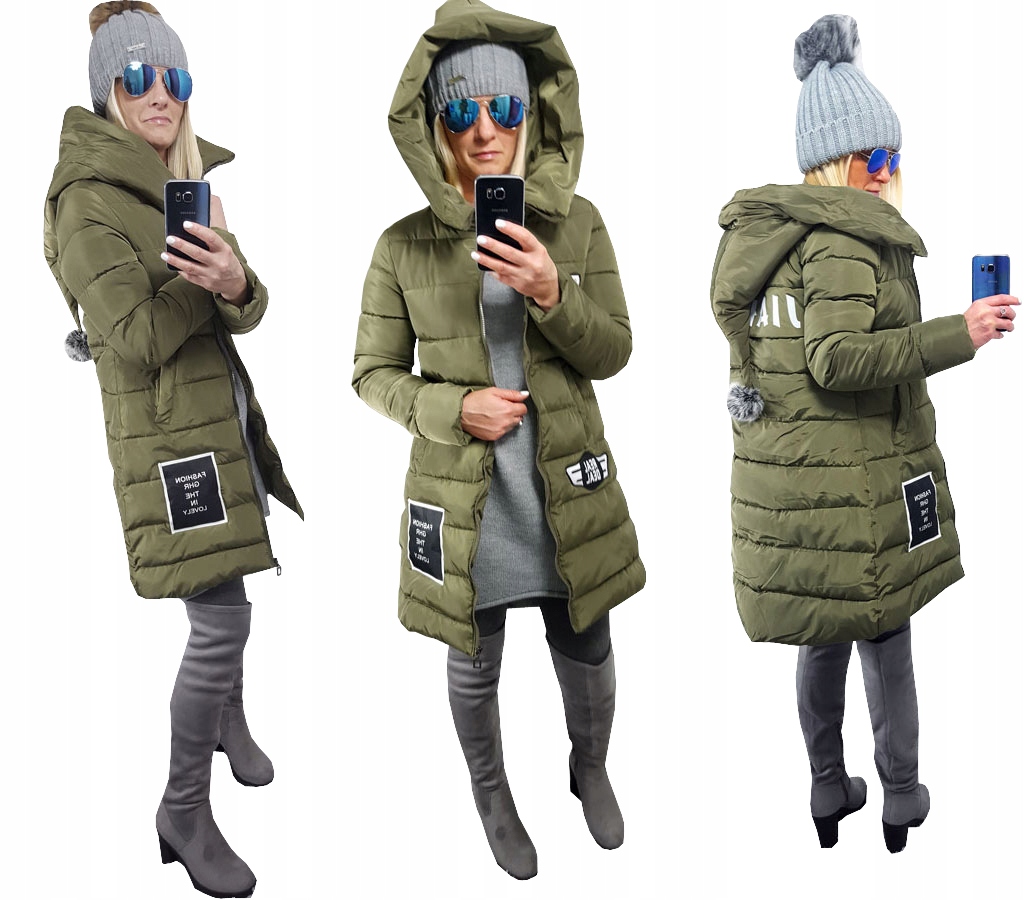 

Pikowany Płaszcz Kurtka Gnommy Kaptur Parka Long S