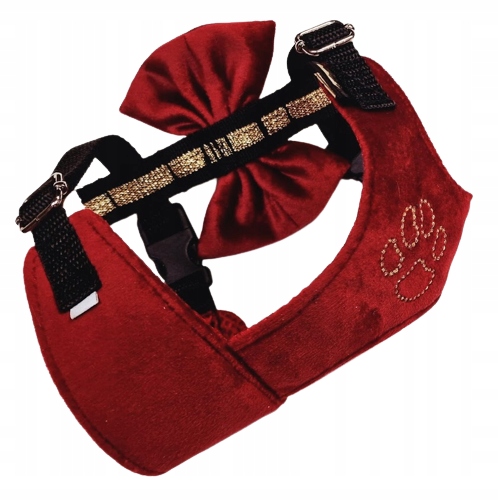 Pelo Szelki Pelki bezuciskowe Welurowe bordowe z kokardką R.3