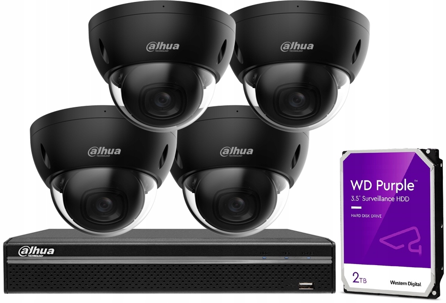 Monitorovací sada Dahua 4MP IPC-HDBW2441E-S Black 2.8 mm WizSense Nvr Poe