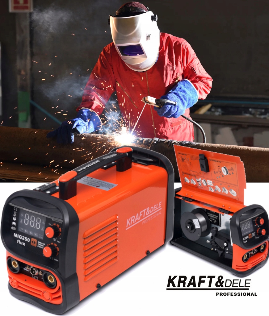 SPAWARKA INWERTEROWA INWERTOROWA FLUX MIG MMA LIFT TIG 250A BEZGAZOWA NEW** Długość 260 mm