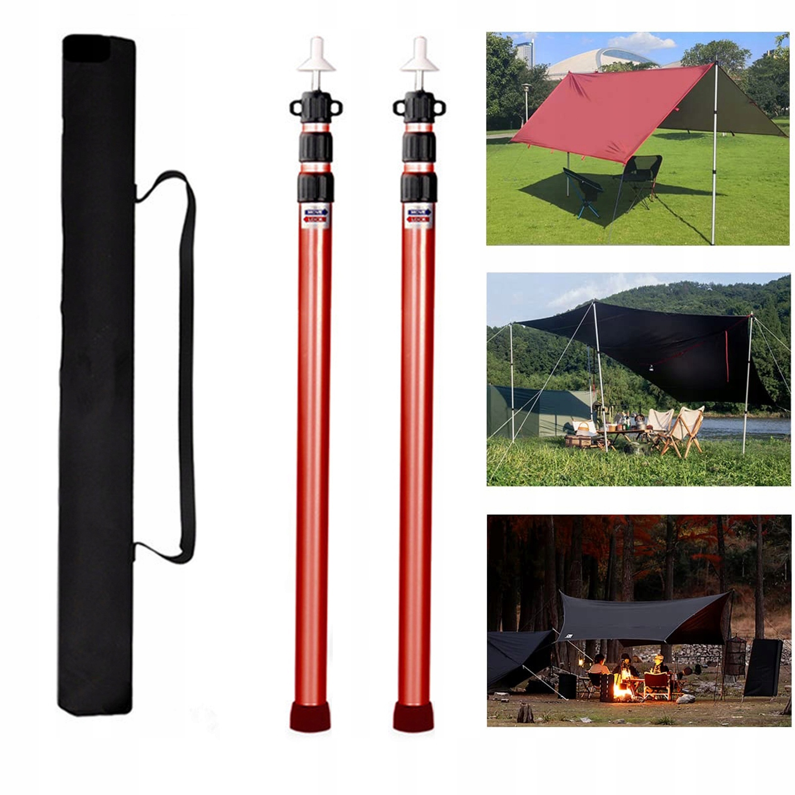 Regulovatelné sloupky pro plachtu Sada 2 teleskopických pásů 90-230 cm