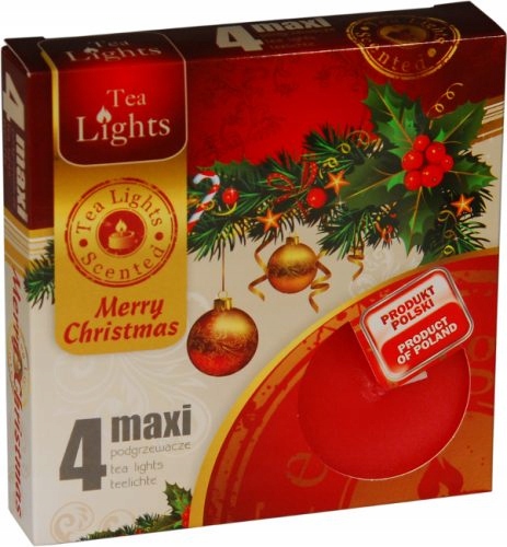 

Świąteczne Tea Light Maxi Merry Christmas 4 szt.