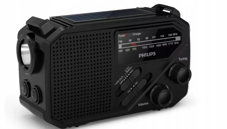 Philips Przenośne turystyczne radio z latarką, alarm Sos, powerbank TAR1609